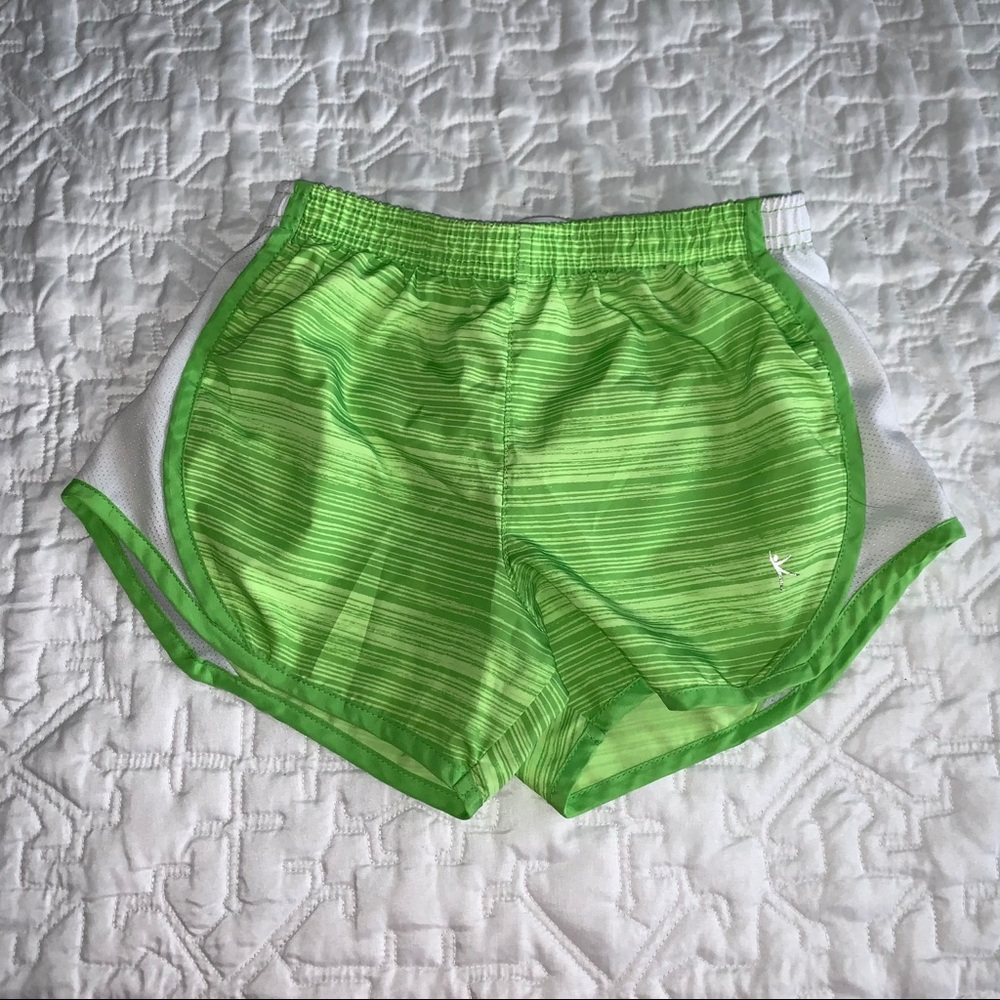 Danskin Now Girls Green Striped Running Shorts